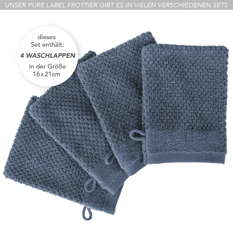 Waschlappen "Popcorn" - Jeansblau - 4x 16x21cm
