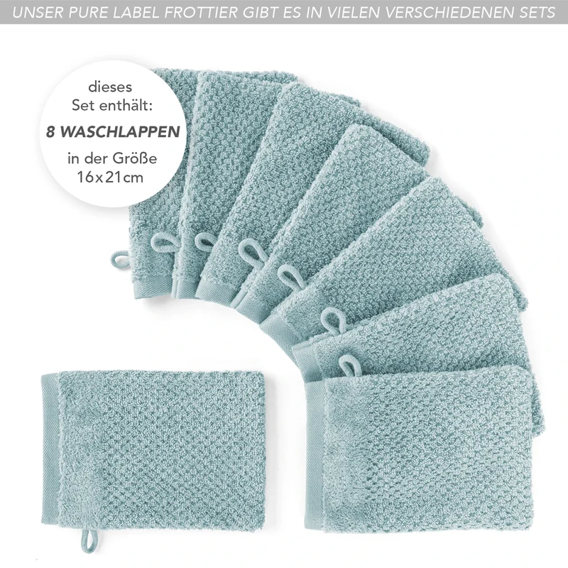 Waschlappen "Popcorn" - Hellblau - 8x 16x21cm