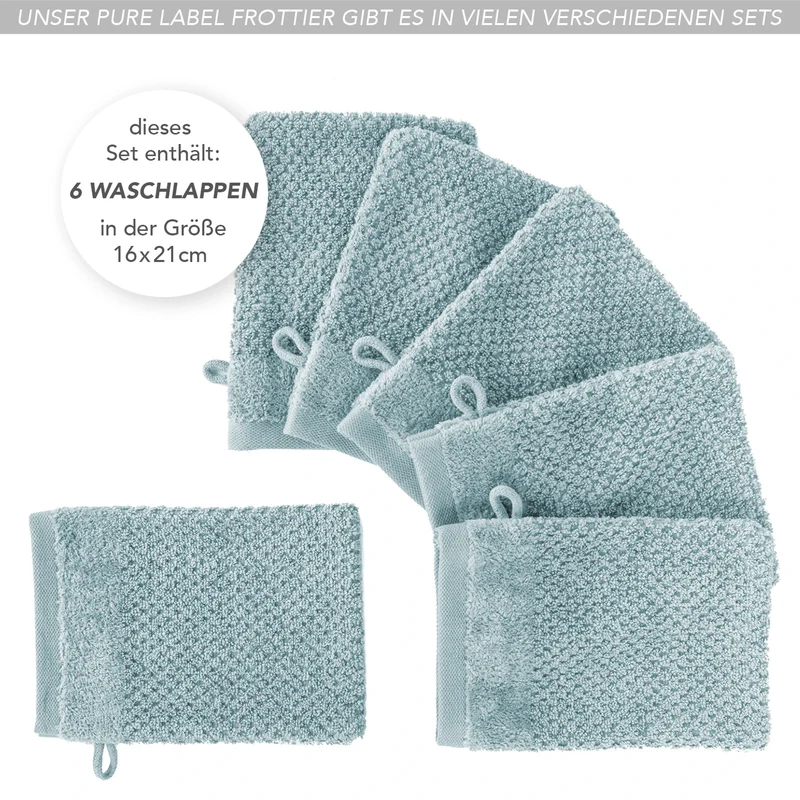 Waschlappen "Popcorn" - Hellblau - 6x 16x21cm