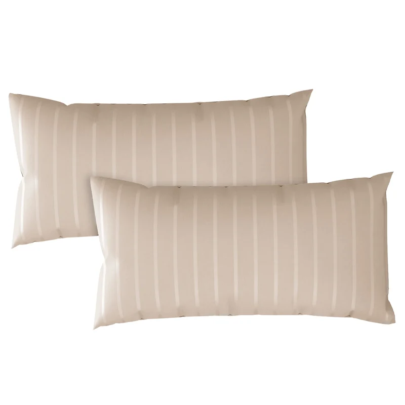 Kissenbezug Mako Satin mit Streifen - Beige - 2x40x80