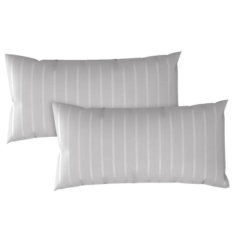 Kissenbezug Mako Satin mit Streifen - Grau - 2x40x80
