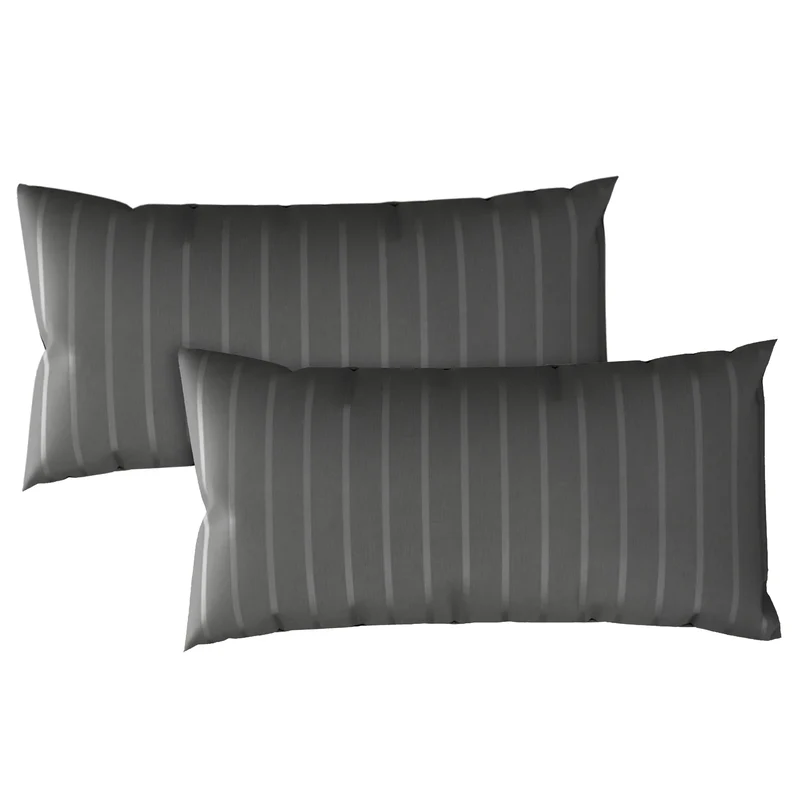 Kissenbezug Mako Satin mit Streifen - Anthrazit - 2x40x80