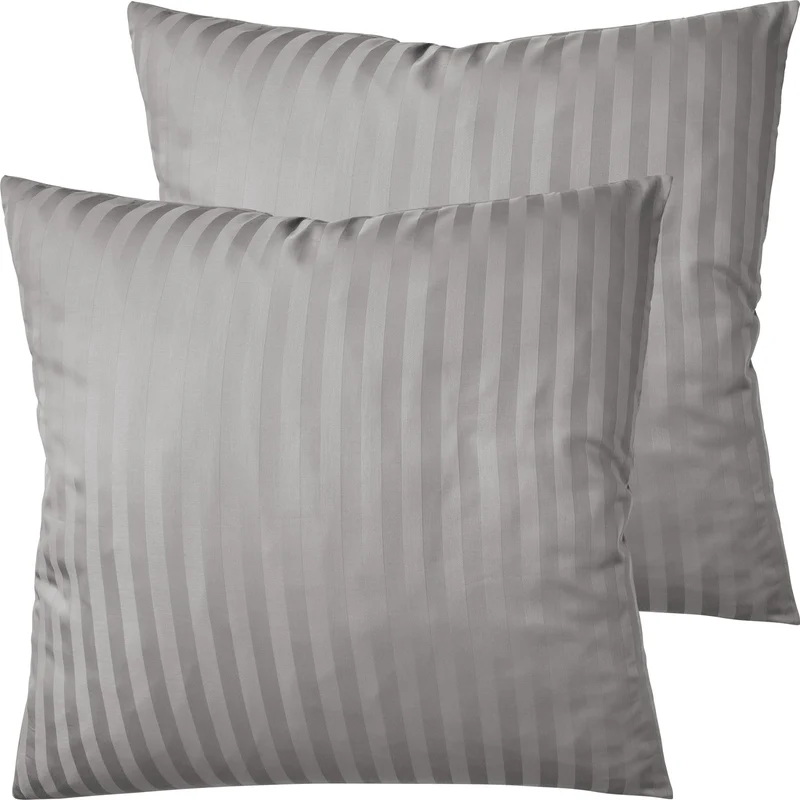 Mako Satin Kissenbezug Damast Streifen - Pure Label - Anthrazit - 40x40cm