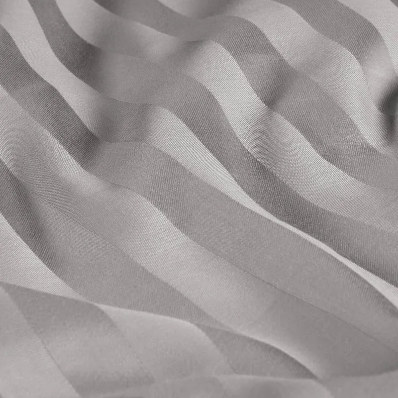 Mako Satin Damaststreifen Bettwäsche - Hellgrau - 155x220 + 80x80cm
