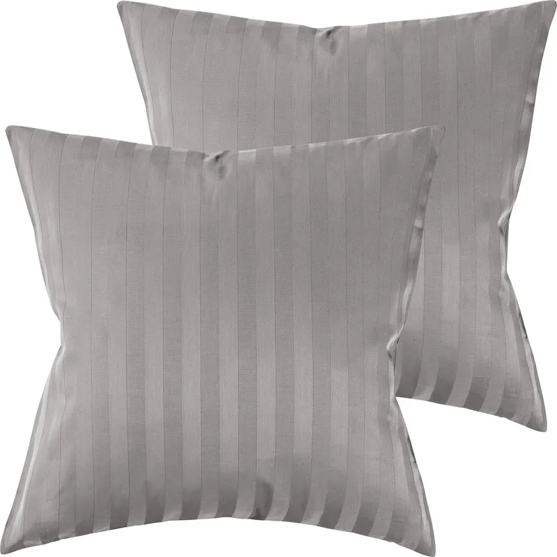 Mako Satin Kissenbezug Damast Streifen - Pure Label - Anthrazit - 40x40cm