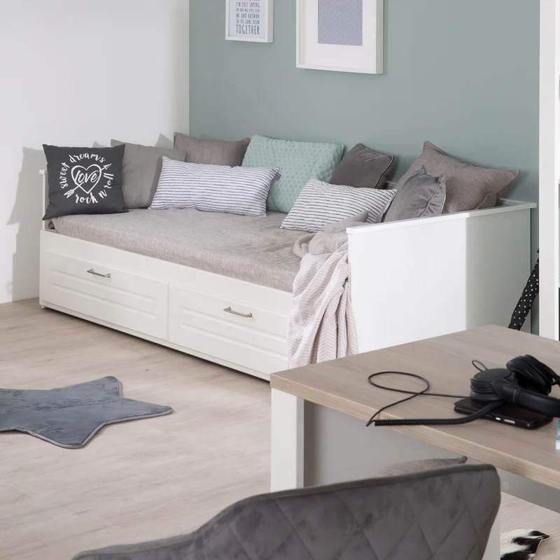 Tagesbett - zum Doppelbett ausziehbar, weiß