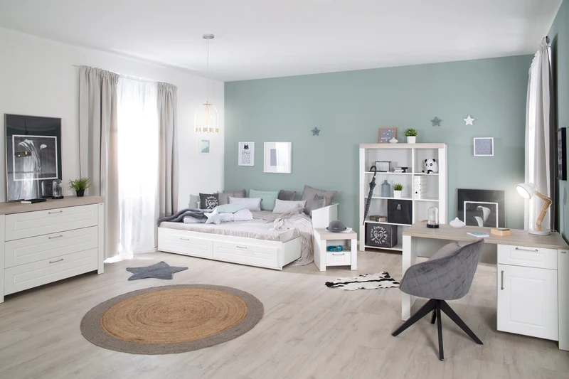 Tagesbett - zum Doppelbett ausziehbar, weiß
