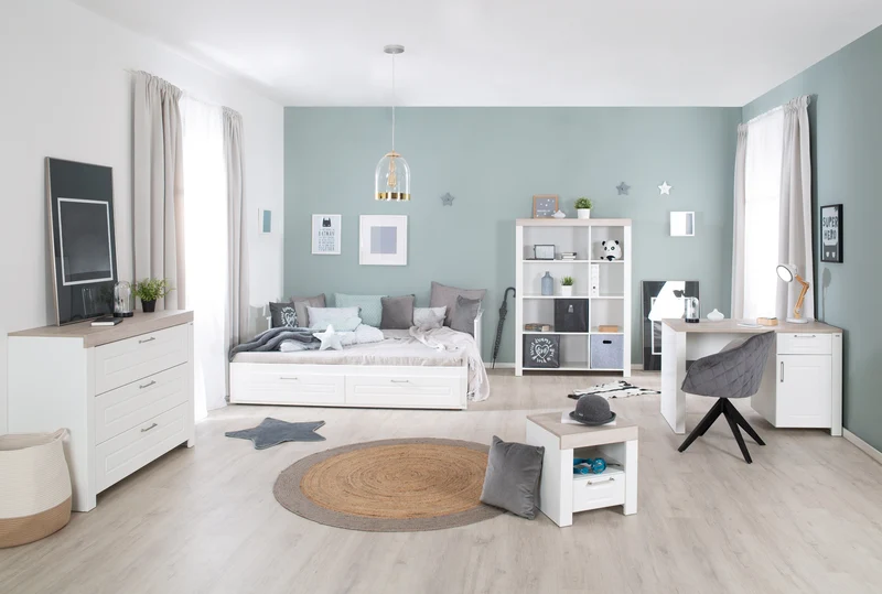 Tagesbett - zum Doppelbett ausziehbar, weiß