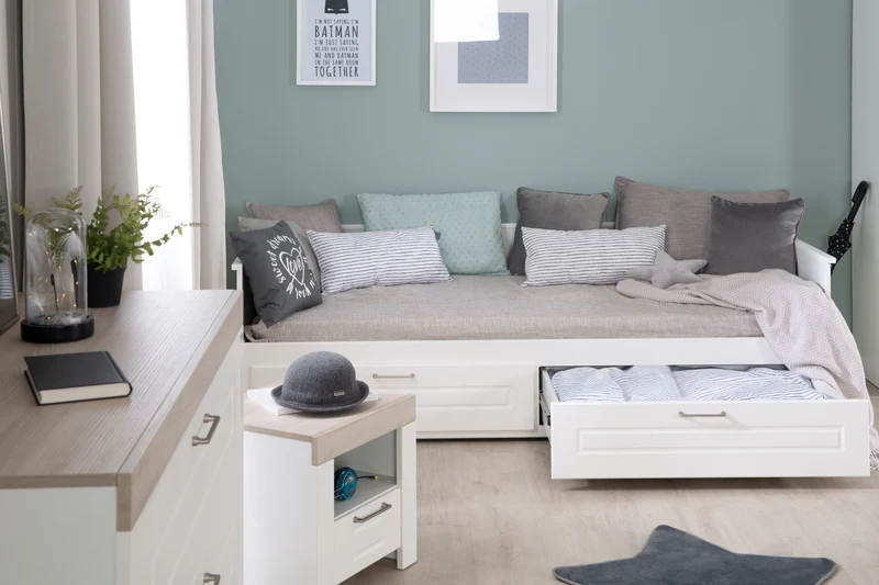 Tagesbett - zum Doppelbett ausziehbar, weiß