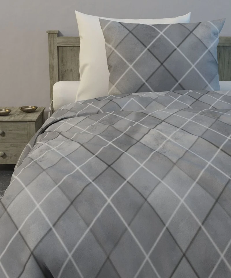 HnL Flanell Bettwäsche Streifen Kasten Crispin Grau 135x200 cm + 80x80 cm