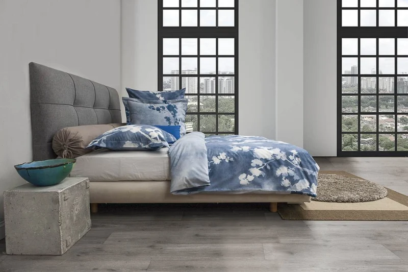 HnL Twill Bettwäsche Essex Blumen Blau