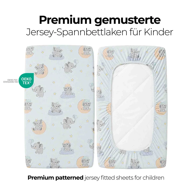 timitama Jersey Spannbettlaken - 2tlg. Set für Baby Kinder - 60x120 - 70x140 cm