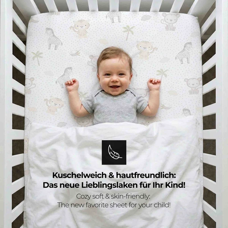 timitama Jersey Spannbettlaken - 2tlg. Set für Baby Kinder - 60x120 - 70x140 cm
