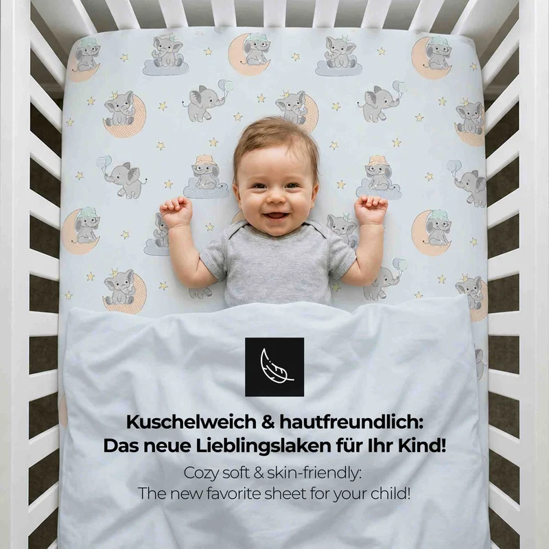 timitama Jersey Spannbettlaken - 2tlg. Set für Baby Kinder - 60x120 - 70x140 cm