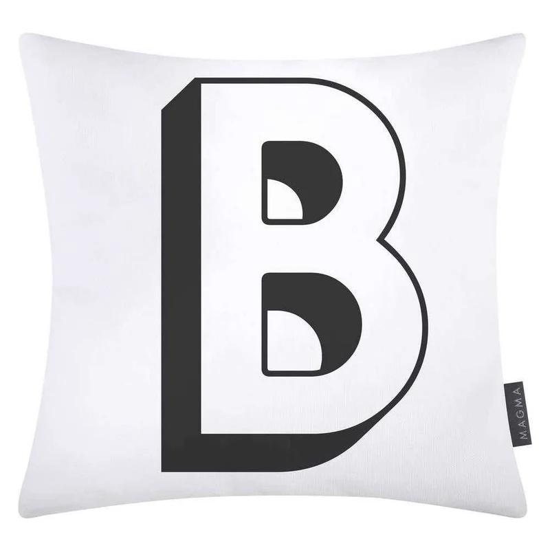 Magma Baumwolle Kissenhülle Buchstaben Weiss 40x40 cm