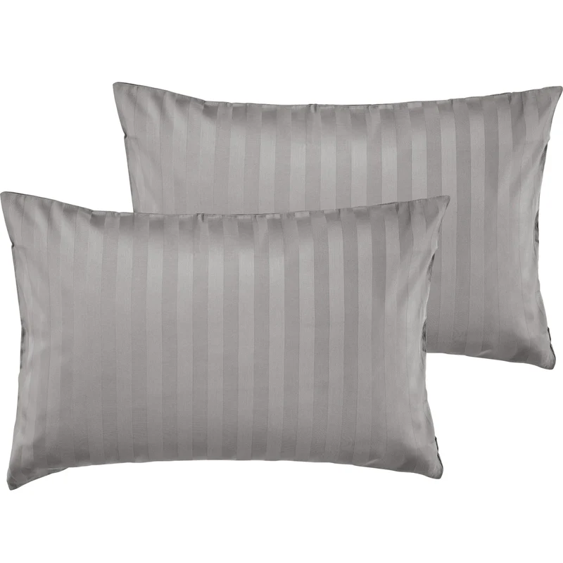 Mako Satin Kissenbezug Damast Streifen - Pure Label - Anthrazit - 40x40cm