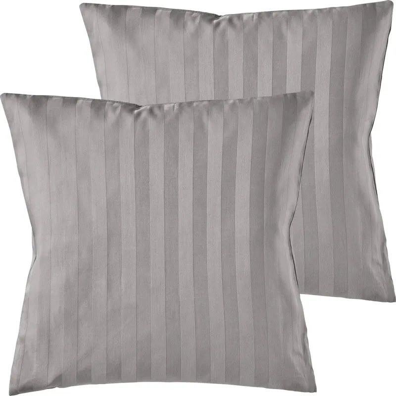 Mako Satin Kissenbezug Damast Streifen - Pure Label - Anthrazit - 40x40cm