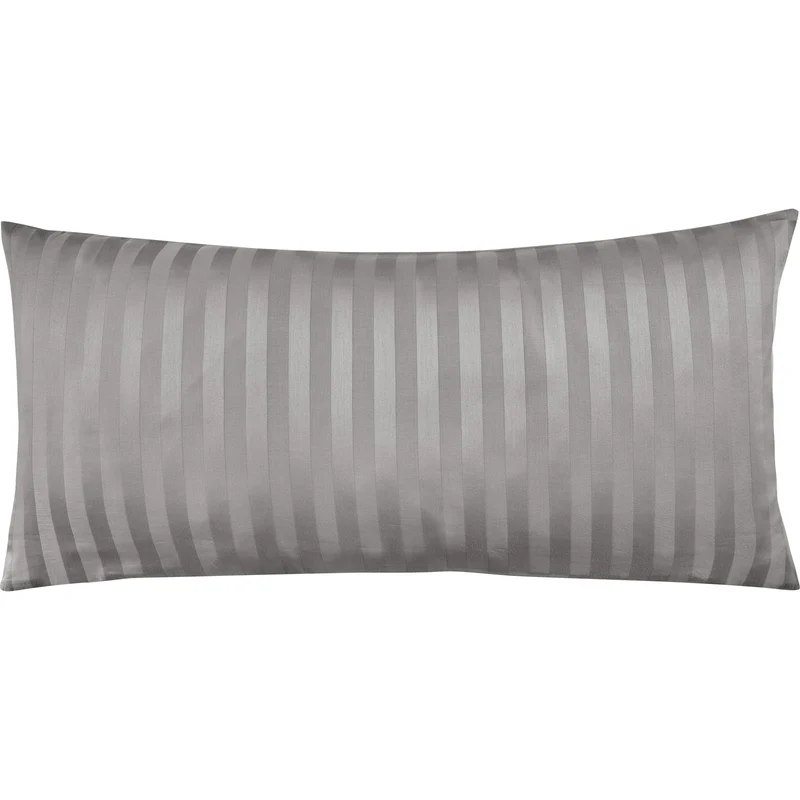 Mako Satin Kissenbezug Damast Streifen - Pure Label - Hellgrau - 40x80cm