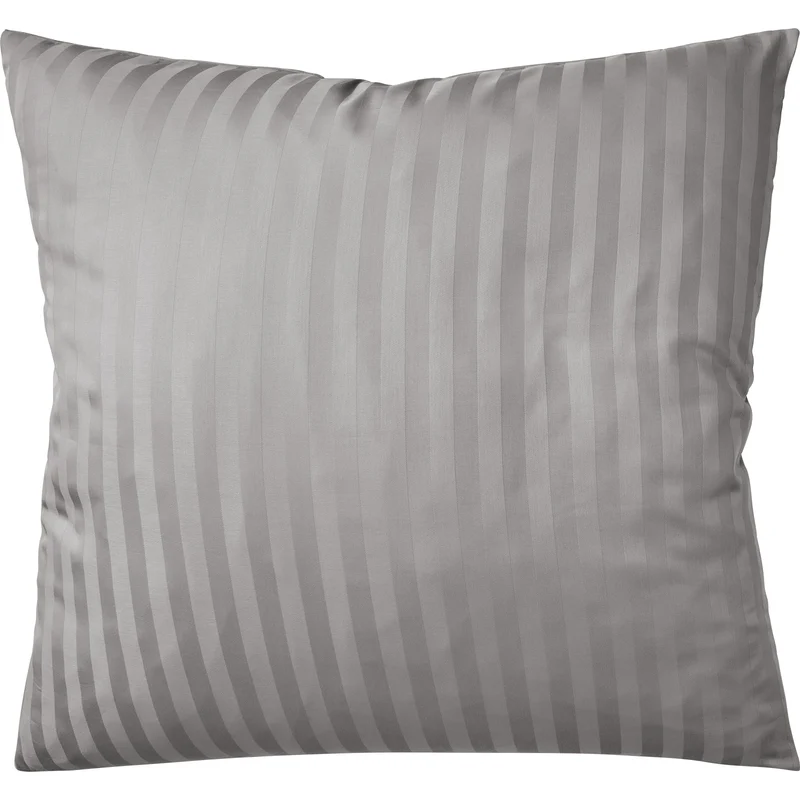 Mako Satin Kissenbezug Damast Streifen - Pure Label - Hellgrau - 80x80cm