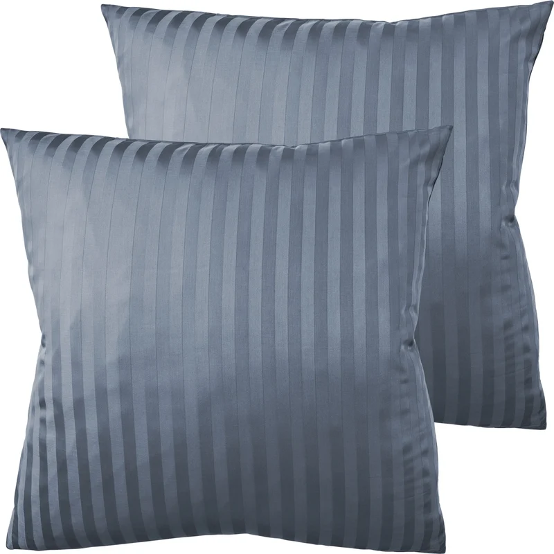 Mako Satin Kissenbezug Damast Streifen - Pure Label - Anthrazit - 40x40cm