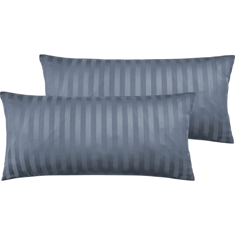 Mako Satin Kissenbezug Damast Streifen - Pure Label - Anthrazit - 40x40cm
