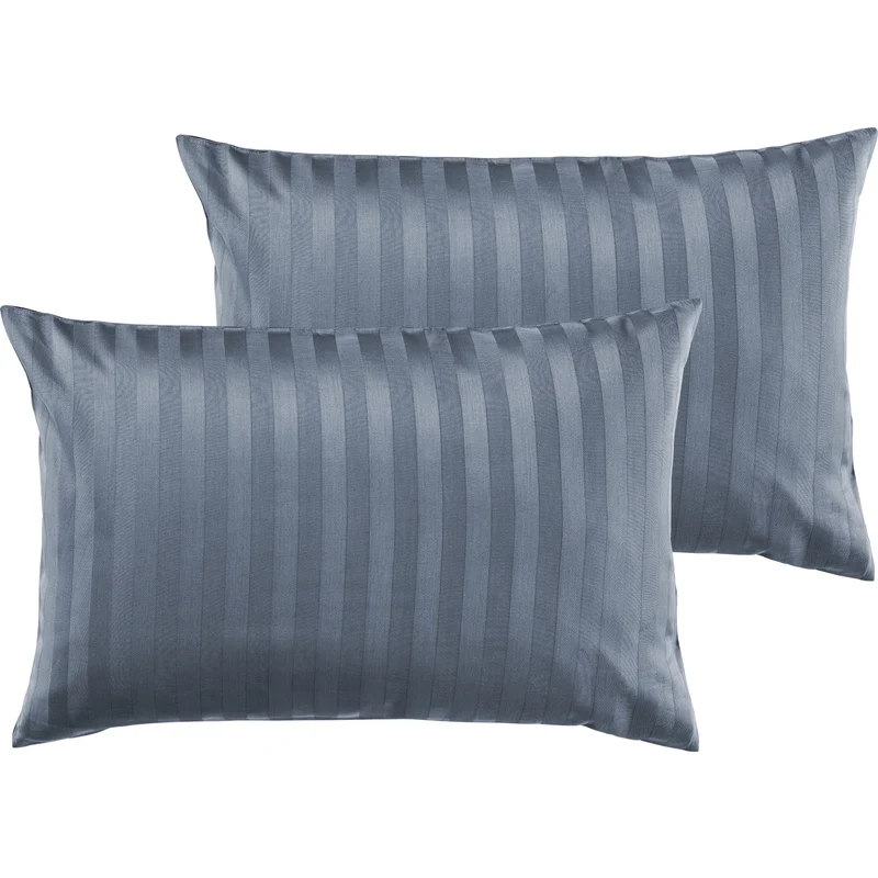 Mako Satin Kissenbezug Damast Streifen - Pure Label - Anthrazit - 40x40cm