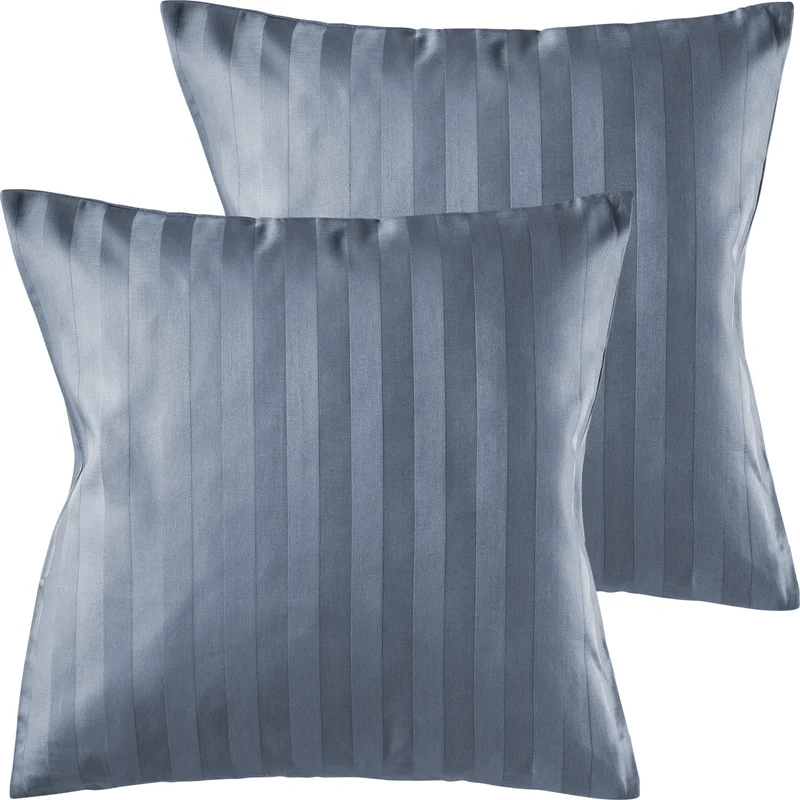 Mako Satin Kissenbezug Damast Streifen - Pure Label - Anthrazit - 40x40cm