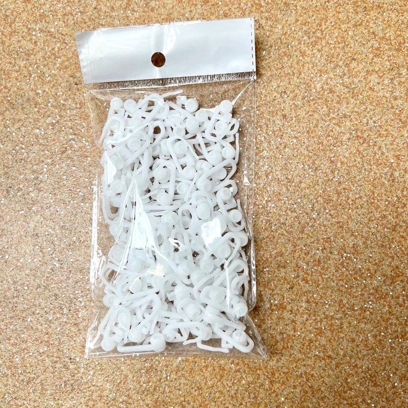 Innenlaufrollen mit Faltenlegehaken aus Kunststoff für Gardinenschienen (Packung mit 100 Stück)