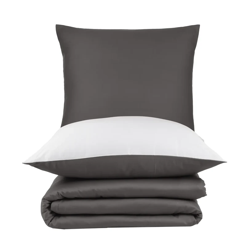 100% Baumwolle A-B Satin Bettwäsche - Anthrazit
