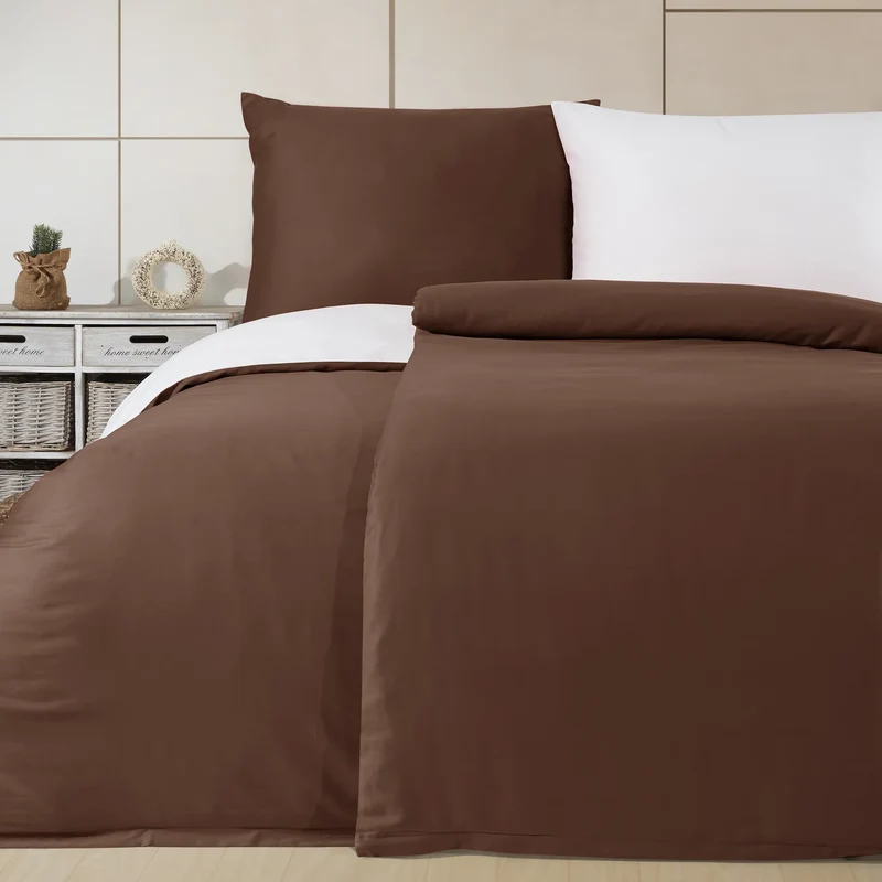 100% Baumwolle A-B Satin Bettwäsche - Braun