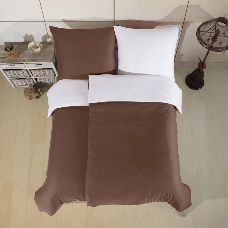 100% Baumwolle A-B Satin Bettwäsche - Braun