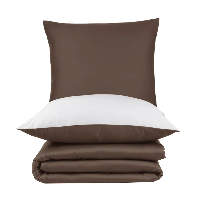 100% Baumwolle A-B Satin Bettwäsche - Braun