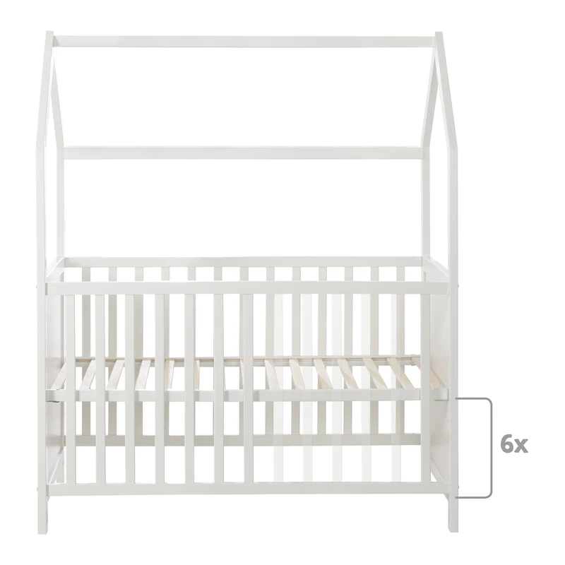 Hausbett 6-fach verstellbar inkl. passender Wickelplatte - in Taupe
