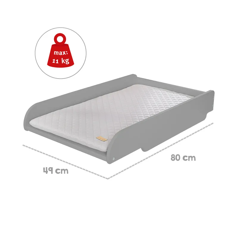 Hausbett 6-fach verstellbar inkl. passender Wickelplatte - in Taupe