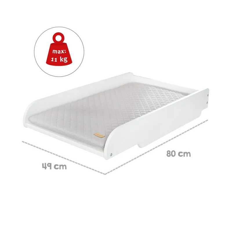 Hausbett 6-fach verstellbar inkl. passender Wickelplatte - in Weiß