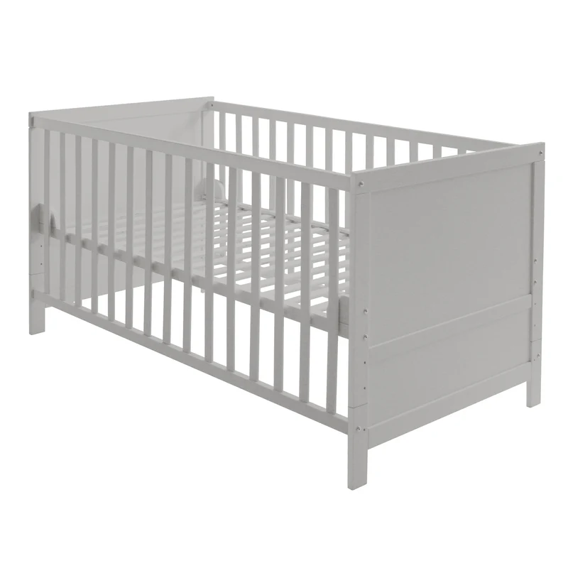 Kombi Kinderbett - 3-fach höhenverstellbar / 3 Schlupfsprossen / umbaubar zum Juniorbett - in Taupe