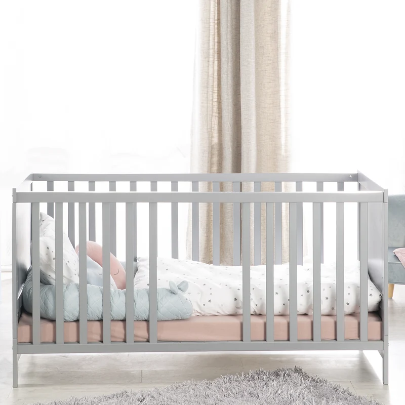 Kombi Kinderbett - 3-fach höhenverstellbar / 3 Schlupfsprossen / umbaubar zum Juniorbett - in Taupe