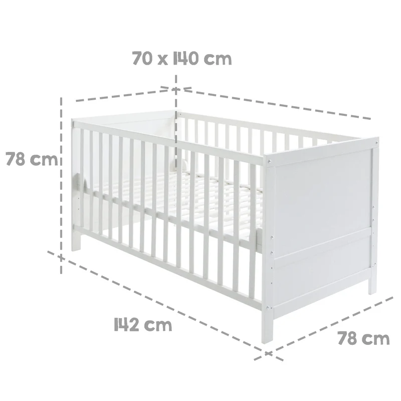 Komplettbettset Sterne grau / Matratze / Nest / Himmel und Stange - in Weiß