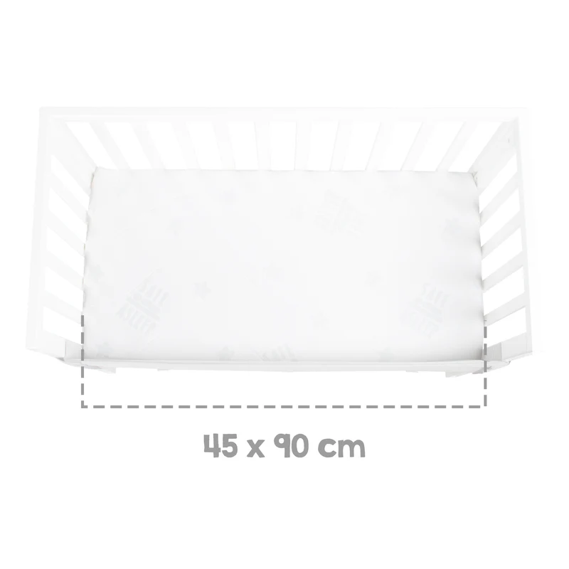 Beistellbett "safe asleep® 2 in 1" - 45 x 90 cm, Anstellbett mit Matratze & Mesh Barriere, Höhenverstellbar, Holzweiß