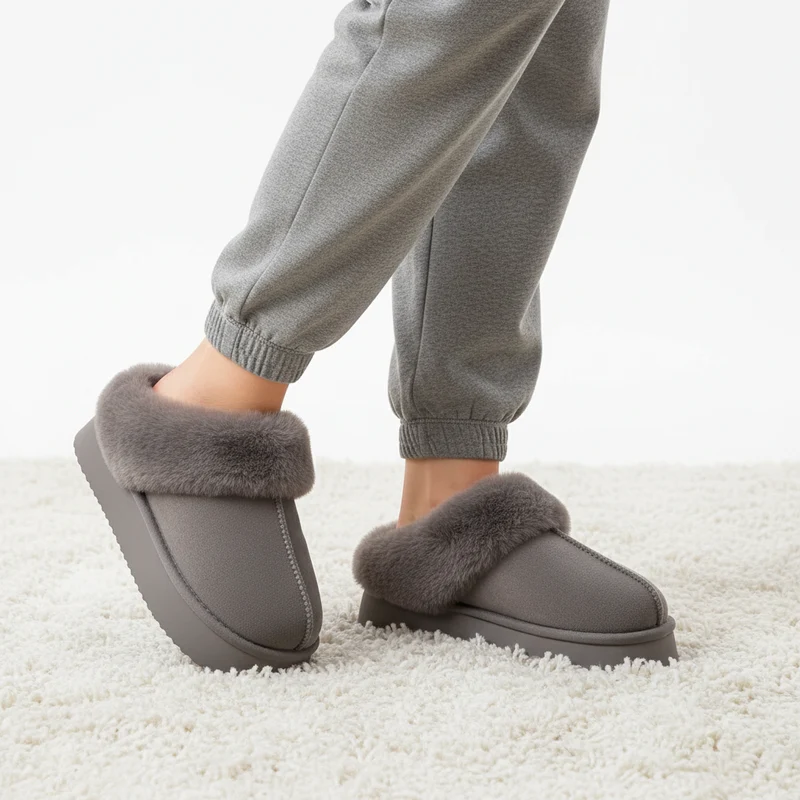 Kuschelige, flauschige Plateau-Slipper für Damen – Ultimativer Komfort und Stil für den Winter