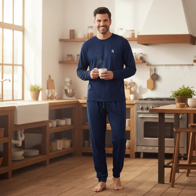 Hochwertiger Herrenpyjama – Weiche, bequeme Nachtwäsche für erholsamen Schlaf