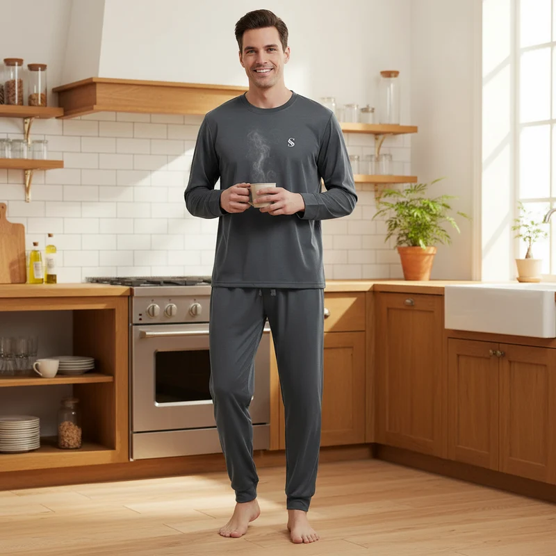 Herren-Loungewear-Set in Dunkelgrau – Ultimativer Komfort zum Entspannen