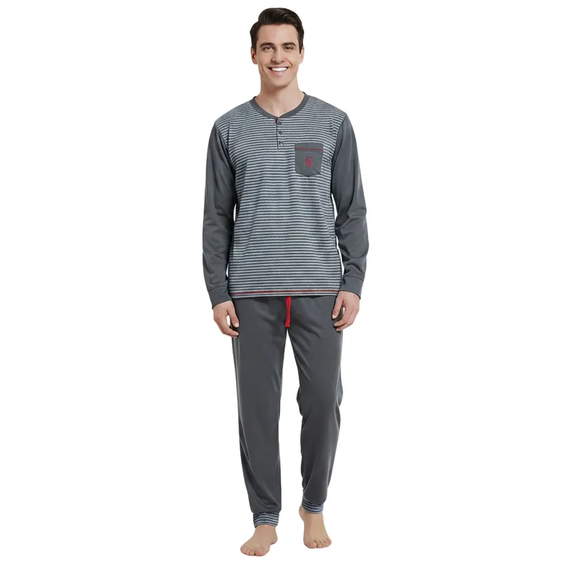 Herren-Pyjama-Sets aus gebürstetem Leder – Ultimativer Komfort für gemütliche Nächte