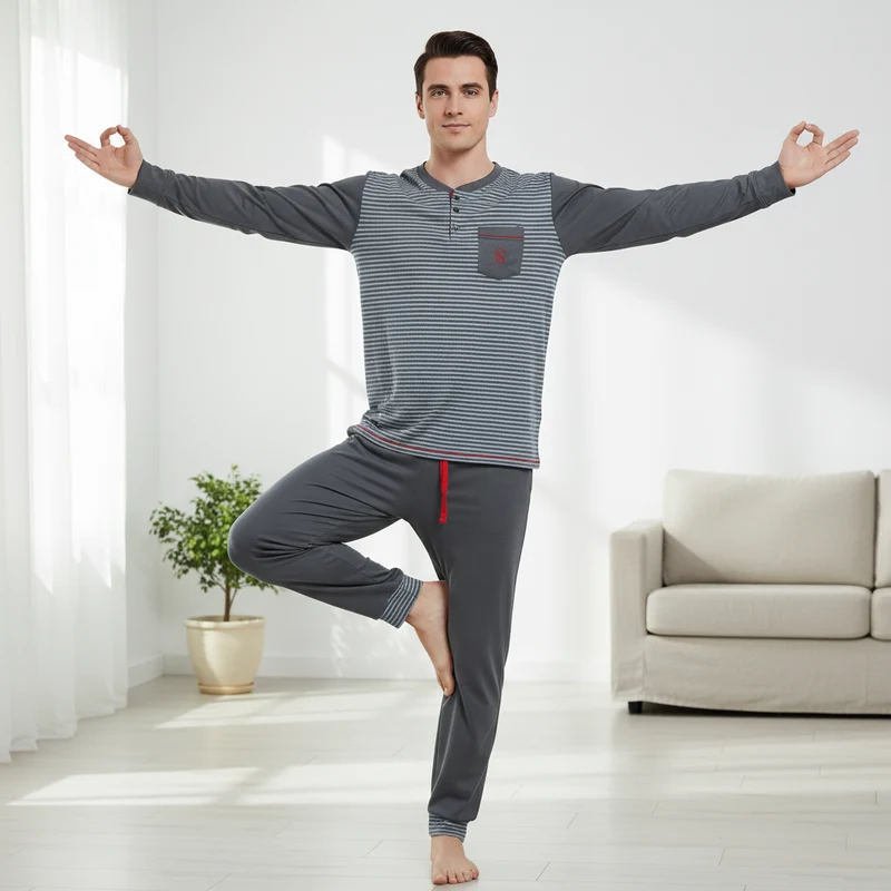Herren-Pyjama-Sets aus gebürstetem Leder – Ultimativer Komfort für gemütliche Nächte