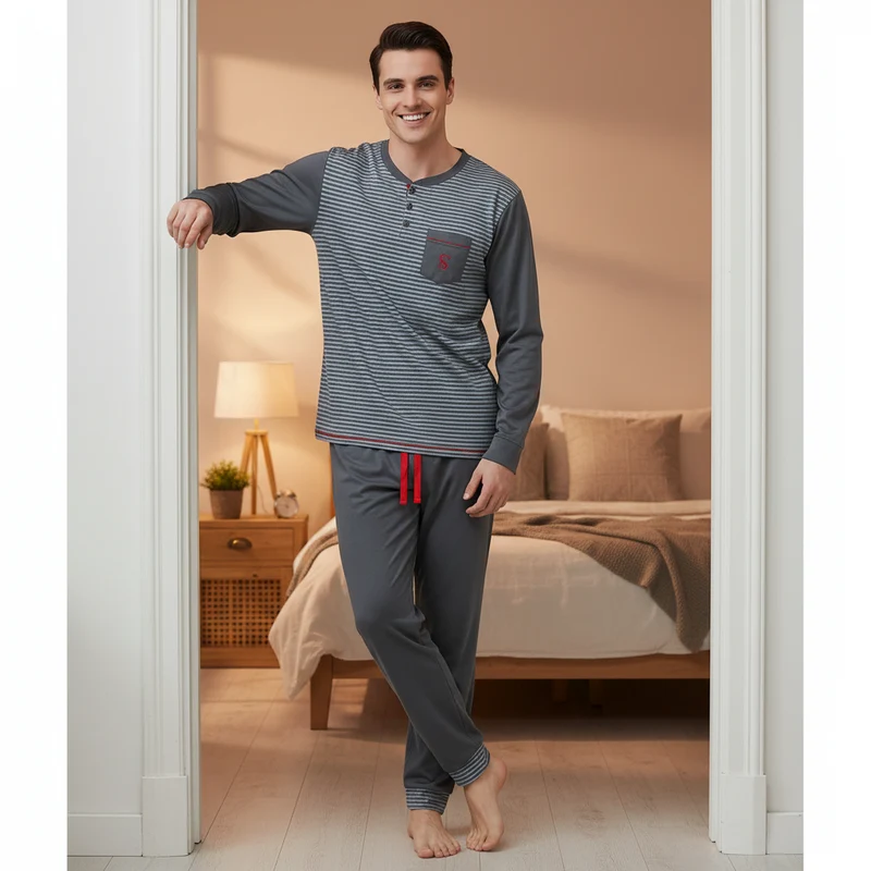 Herren-Pyjama-Sets aus gebürstetem Leder – Ultimativer Komfort für gemütliche Nächte