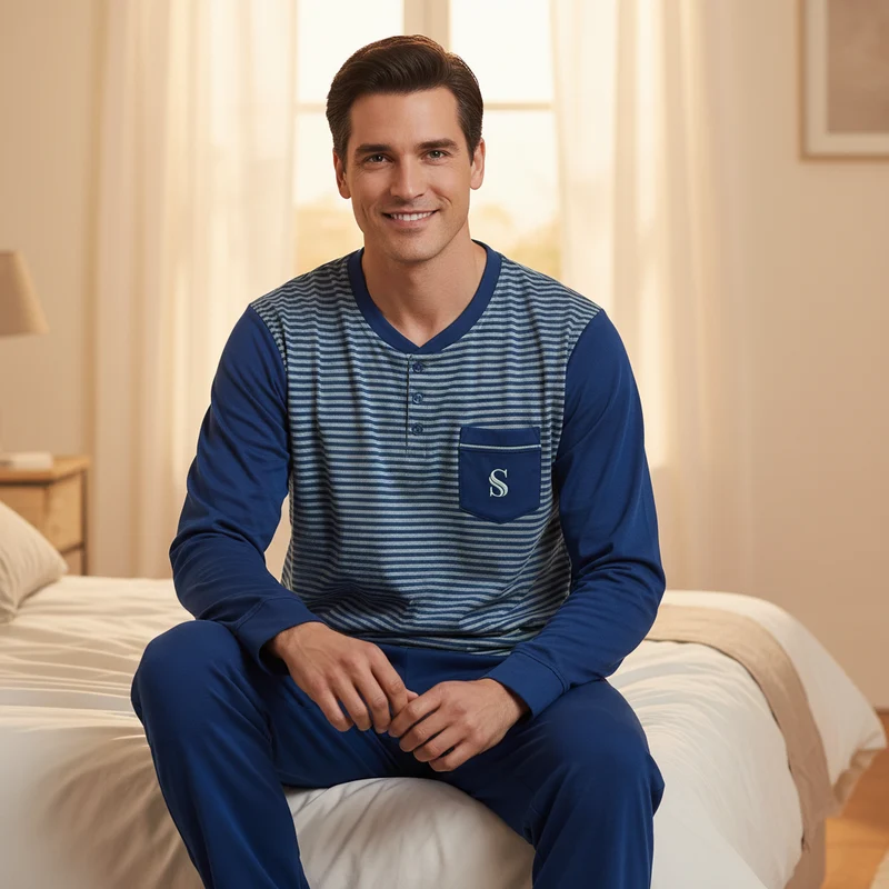 Herren-Pyjama-Sets aus gebürstetem Leder – Ultimativer Komfort für gemütliche Nächte