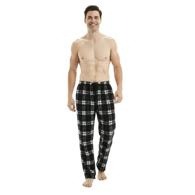 Herren-Fleece-Loungewear-Hose – Schwarze und rote Pyjamahose für ultimativen Komfort und Stil