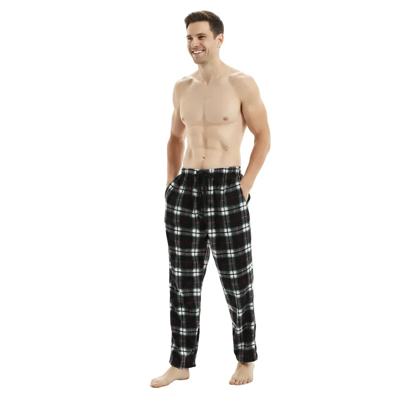 Herren-Fleece-Loungewear-Hose – Schwarze und rote Pyjamahose für ultimativen Komfort und Stil