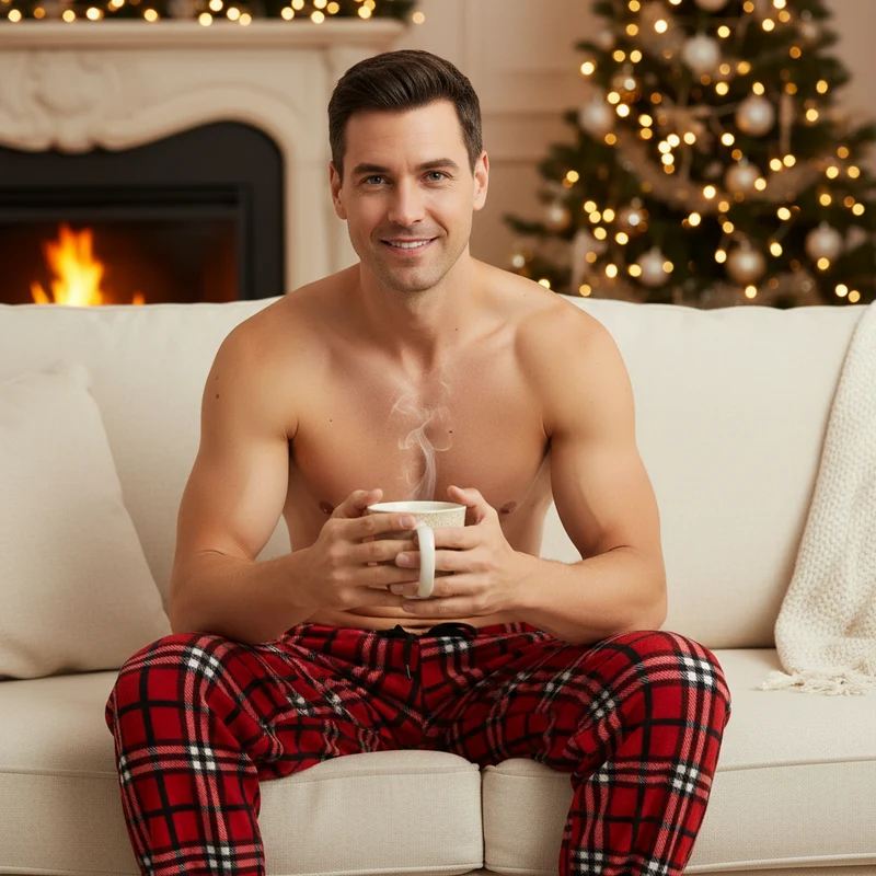 Herren-Fleece-Pyjamahose in Rot und Schwarz – Komfort und Stil