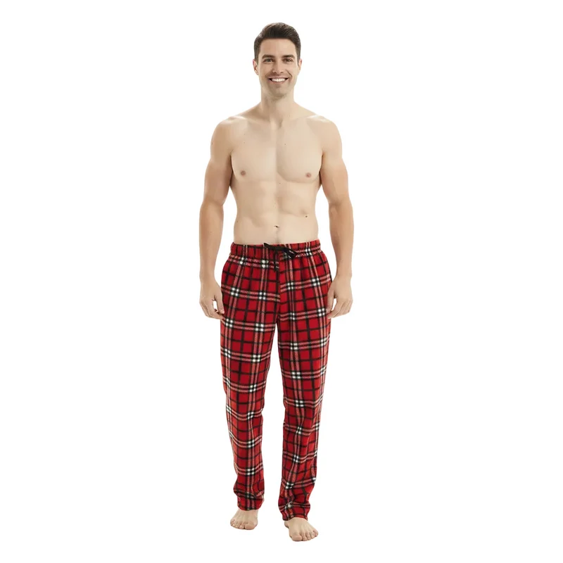 Herren-Fleece-Pyjamahose in Rot und Schwarz – Komfort und Stil